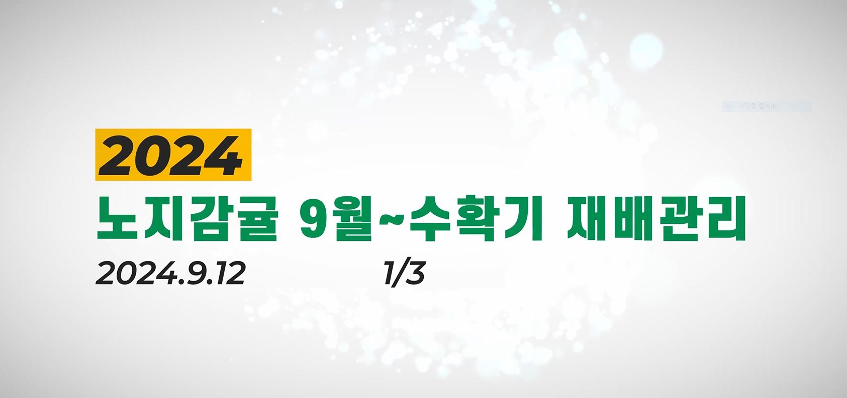 노지감귤(9월~수확기) 재배관리